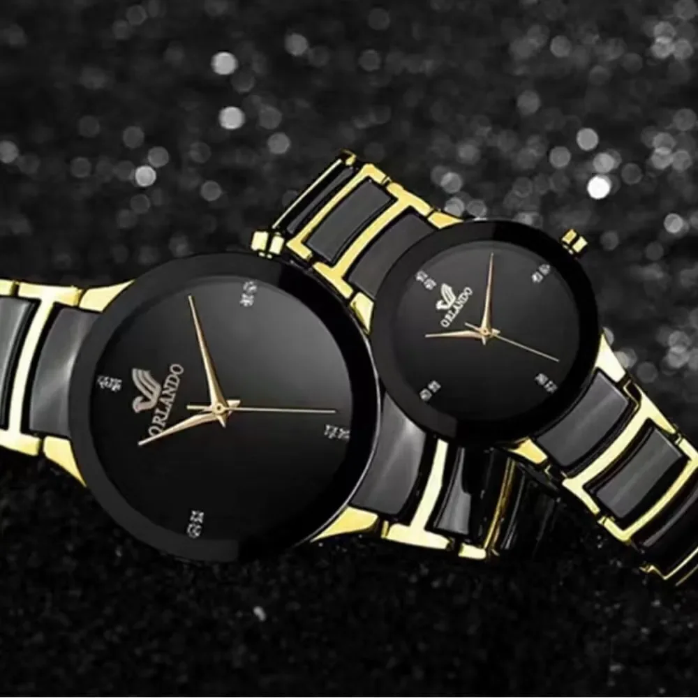 Steel band Couples matching Quartz watches.